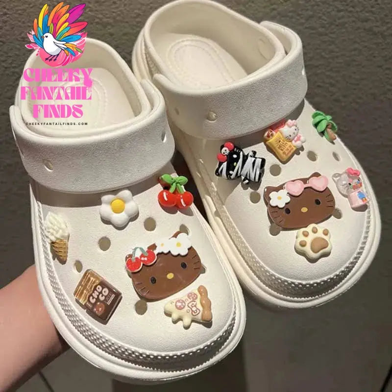 MINISO Character Hello Kitty Set Shoes Charms for Clogs Sandals Decoration PVC Cartoon Shoe Accessories Charms for Friends Gifts Cheeky Fantail Finds