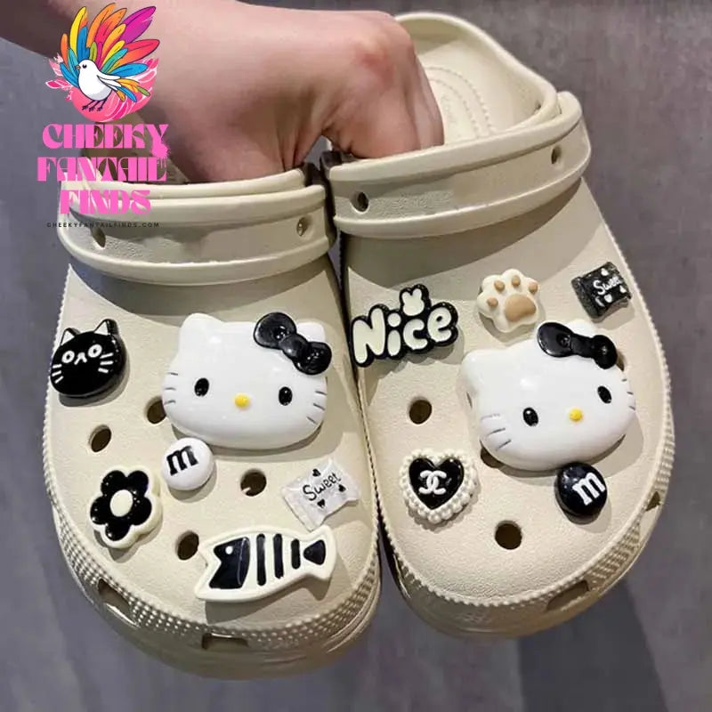 MINISO Character Hello Kitty Set Shoes Charms for Clogs Sandals Decoration PVC Cartoon Shoe Accessories Charms for Friends Gifts Cheeky Fantail Finds