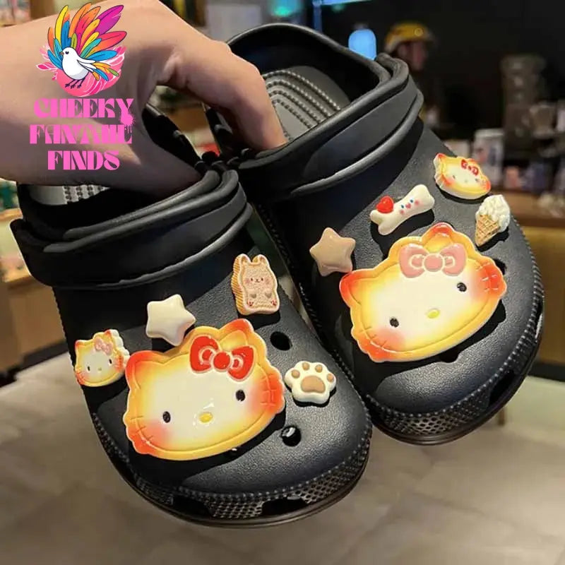 MINISO Character Hello Kitty Set Shoes Charms for Clogs Sandals Decoration PVC Cartoon Shoe Accessories Charms for Friends Gifts Cheeky Fantail Finds