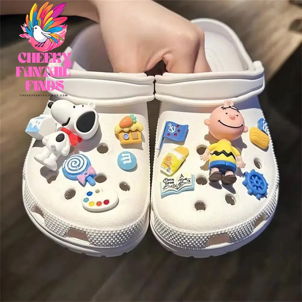 MINISO Snoopy Set Shoes Accessories Charming Cartoon Classic Character Shoe Buckles DIY Soft Adhesive Children's Creative Gift Cheeky Fantail Finds