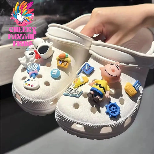 MINISO Snoopy Set Shoes Accessories Charming Cartoon Classic Character Shoe Buckles DIY Soft Adhesive Children's Creative Gift Cheeky Fantail Finds