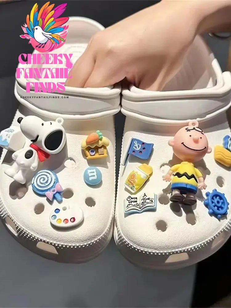 MINISO Snoopy Set Shoes Accessories Charming Cartoon Classic Character Shoe Buckles DIY Soft Adhesive Children's Creative Gift Cheeky Fantail Finds