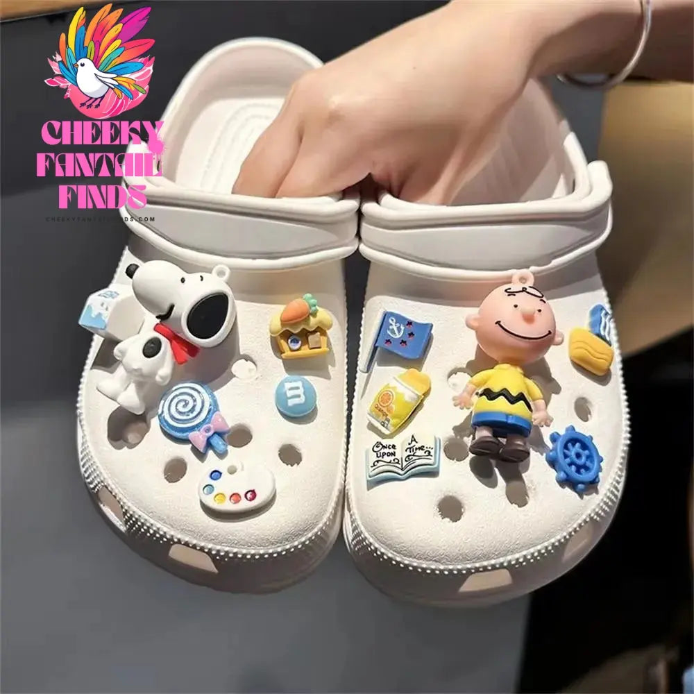 MINISO Snoopy Set Shoes Accessories Charming Cartoon Classic Character Shoe Buckles DIY Soft Adhesive Children's Creative Gift Cheeky Fantail Finds