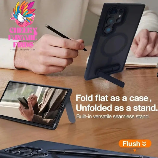 Magnetic Mobile Phone Case with Kickstand for Samsung Galaxy S25 S24 S23 Ultra FE S22 Plus Cover Stand Cases with Holder Cheeky Fantail Finds