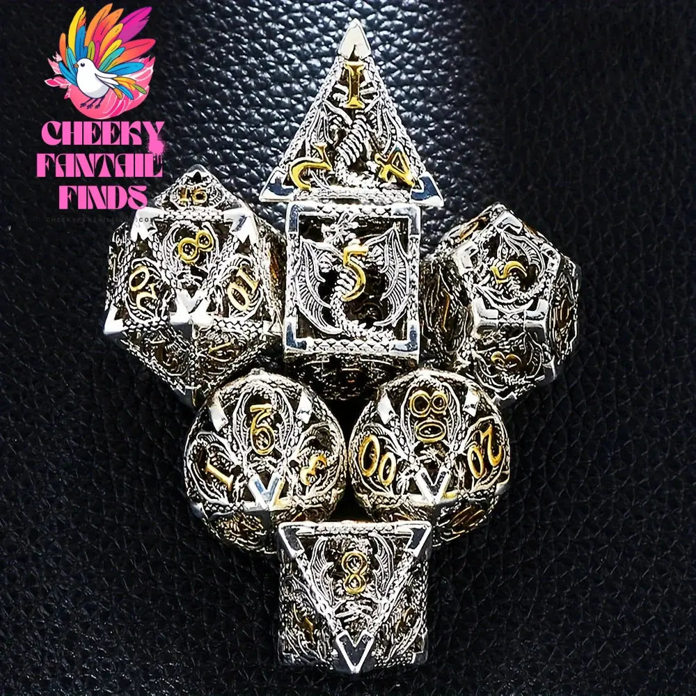 Metal Dice Set D&D 7-piece Metal Multi sided Dice Set Metal DND Dice Set Christmas Gift, Party Supplies Cheeky Fantail Finds