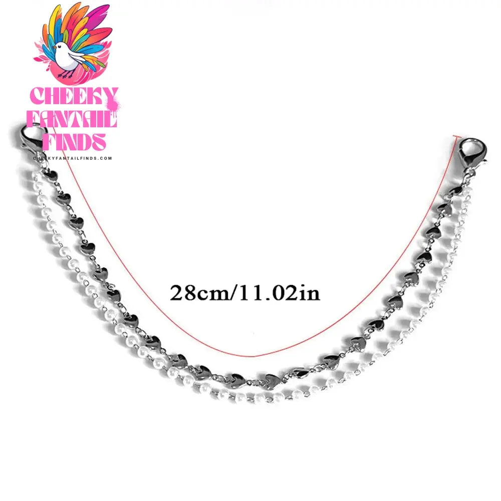 Metal Pearl Chain Gold/Silver Canvas Board Shoes Buckles Decoration Heart Star Shoe Creative Jewelry Cheeky Fantail Finds