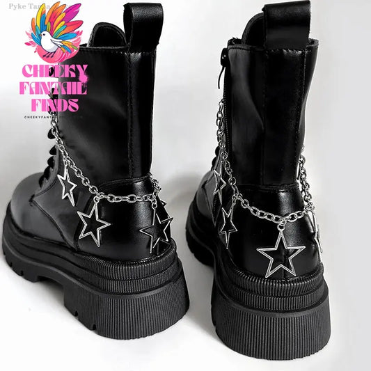Metal Shoe Chain Hollow Stars Hearts Pentagram Pendant Women Shoes Decoration Accessories Boots Shoe Party Diy Fashion Jewelry Cheeky Fantail Finds