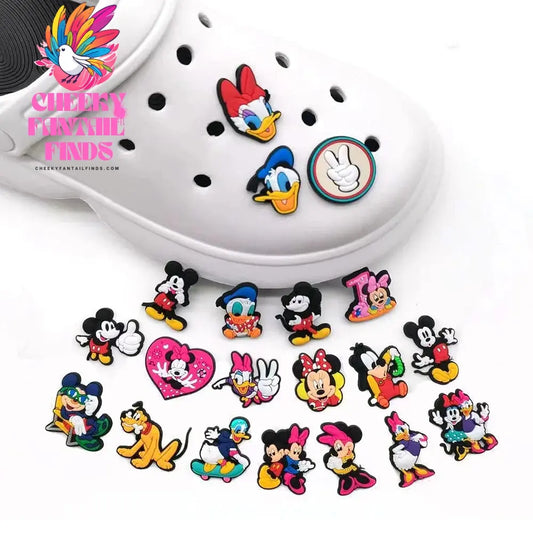 Mickey Minnie Donald Shoe Charms for Clogs Sandals Decoration Shoe Accessories Charms for Friends Gifts Cheeky Fantail Finds
