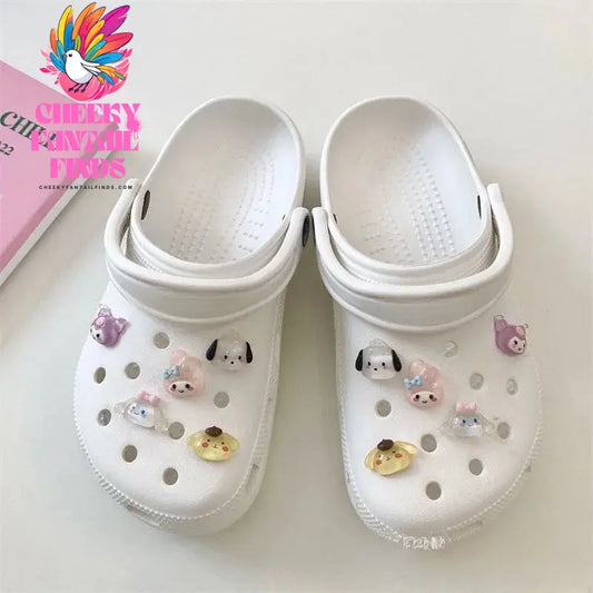 Miniso 10PCS Cute Cartoon Sanrio Shoes Charm Set Kuromi Cinnamoroll Melody Cartoon Decorations for Clogs and Sandals Party Gifts Cheeky Fantail Finds