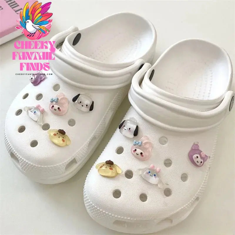 Miniso 10PCS Cute Cartoon Sanrio Shoes Charm Set Kuromi Cinnamoroll Melody Cartoon Decorations for Clogs and Sandals Party Gifts Cheeky Fantail Finds