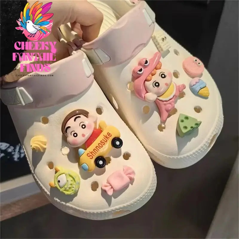 Miniso Whole Set Hot Sale Diy Hole Shoes Charms 3D Cute Comic Character Shoes Buckle Set Shoe Flower Detachable Girl Gift Cheeky Fantail Finds