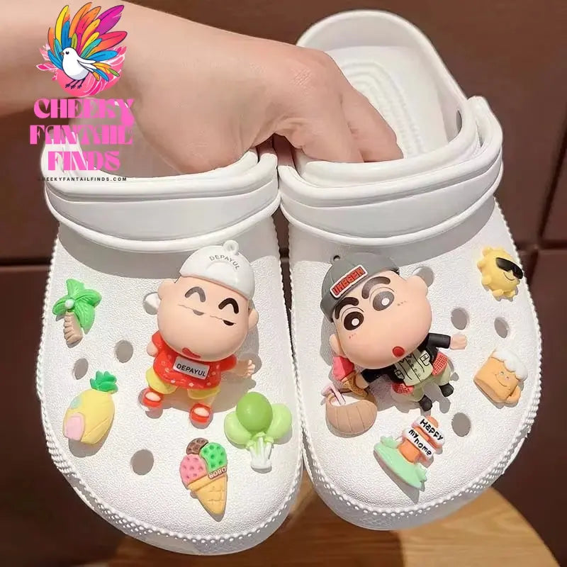 Miniso Whole Set Hot Sale Diy Hole Shoes Charms 3D Cute Comic Character Shoes Buckle Set Shoe Flower Detachable Girl Gift Cheeky Fantail Finds