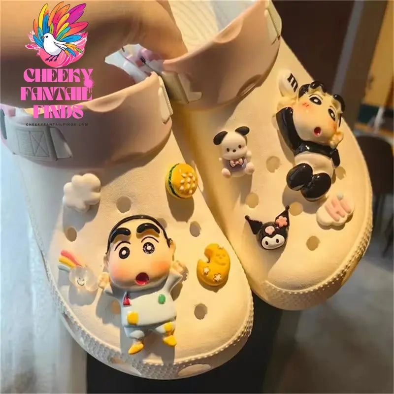 Miniso Whole Set Hot Sale Diy Hole Shoes Charms 3D Cute Comic Character Shoes Buckle Set Shoe Flower Detachable Girl Gift Cheeky Fantail Finds