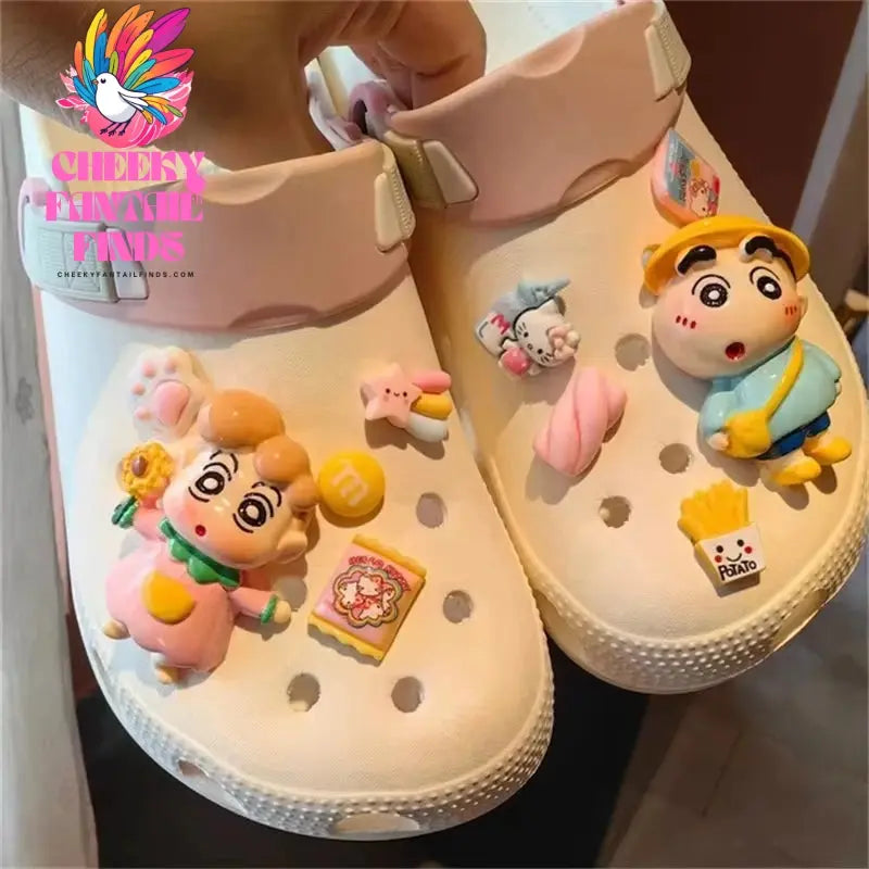 Miniso Whole Set Hot Sale Diy Hole Shoes Charms 3D Cute Comic Character Shoes Buckle Set Shoe Flower Detachable Girl Gift Cheeky Fantail Finds