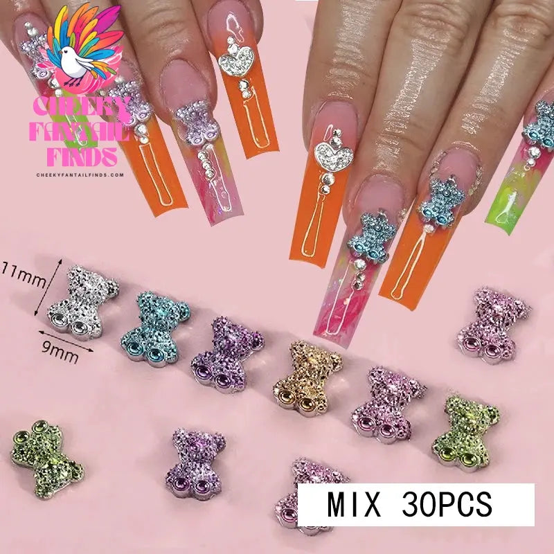 Mix 3D Nail Art Punk Silver Pearl Shape Gothic Design Luxury Charms Manicure Tips Rhinestones Decoration Cheeky Fantail Finds