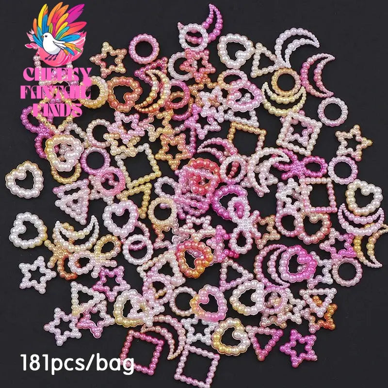 Mix 3D Nail Art Punk Silver Pearl Shape Gothic Design Luxury Charms Manicure Tips Rhinestones Decoration Cheeky Fantail Finds