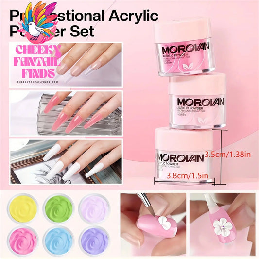 Morovan Acrylic Nail Kit for Beginners:with Everything Professional AcrylicNail Kits Set with Glitter AcrylicPowder UV Lamp for Cheeky Fantail Finds
