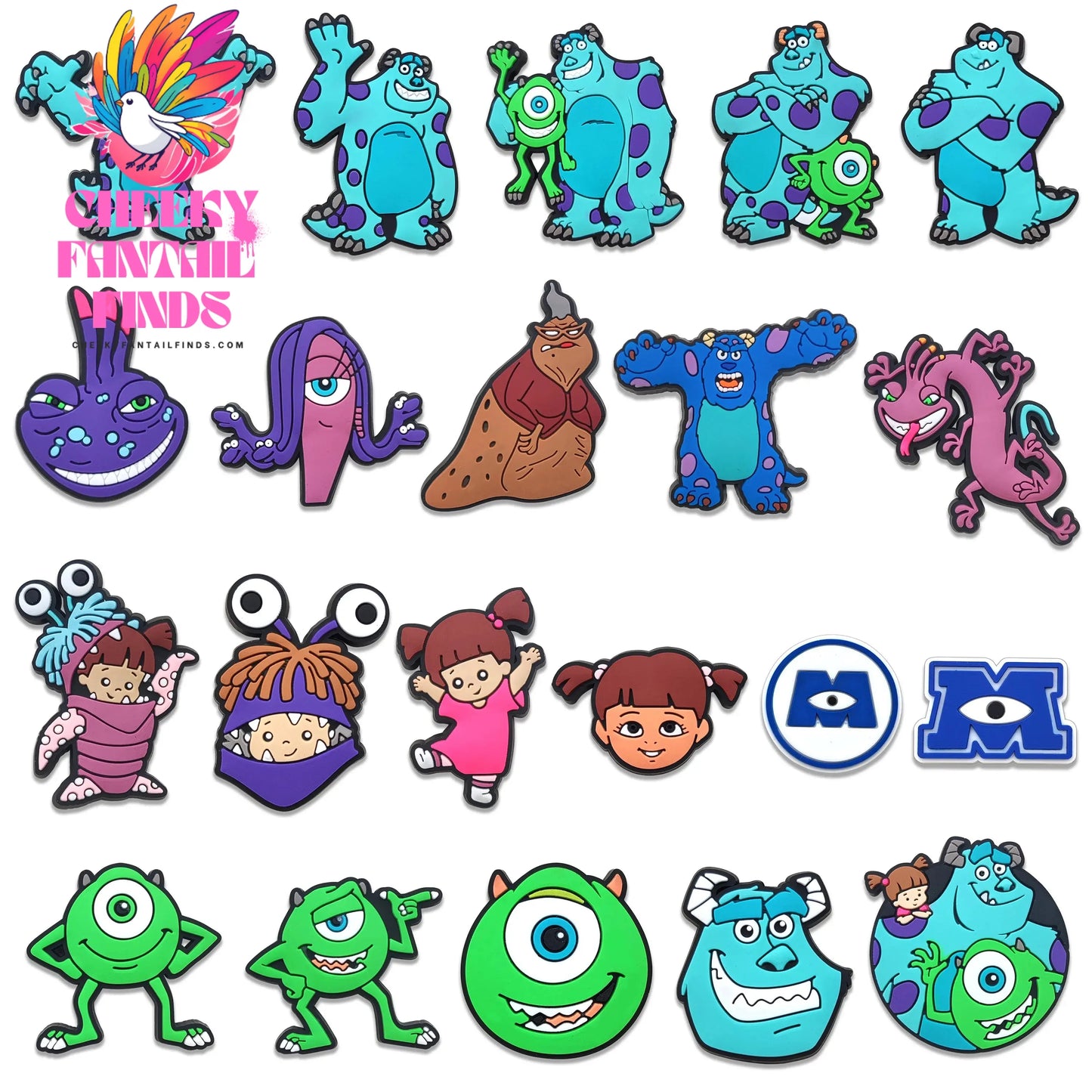 Movie Character Monsters Inc. University Shoe Charms For Accessories Shoe Buckle Decorations Christmas Gifts for Party Cheeky Fantail Finds