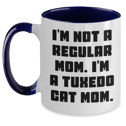 Tuxedo Cat Mom Funny Gifts for Her, Unique Two Tone Coffee Mug for Graduation, I'm Not A Regular Mom. I'm A Tuxedo Cat Mom. Gifts from Mom to Daughter, for Coworkers, or Friends - Main