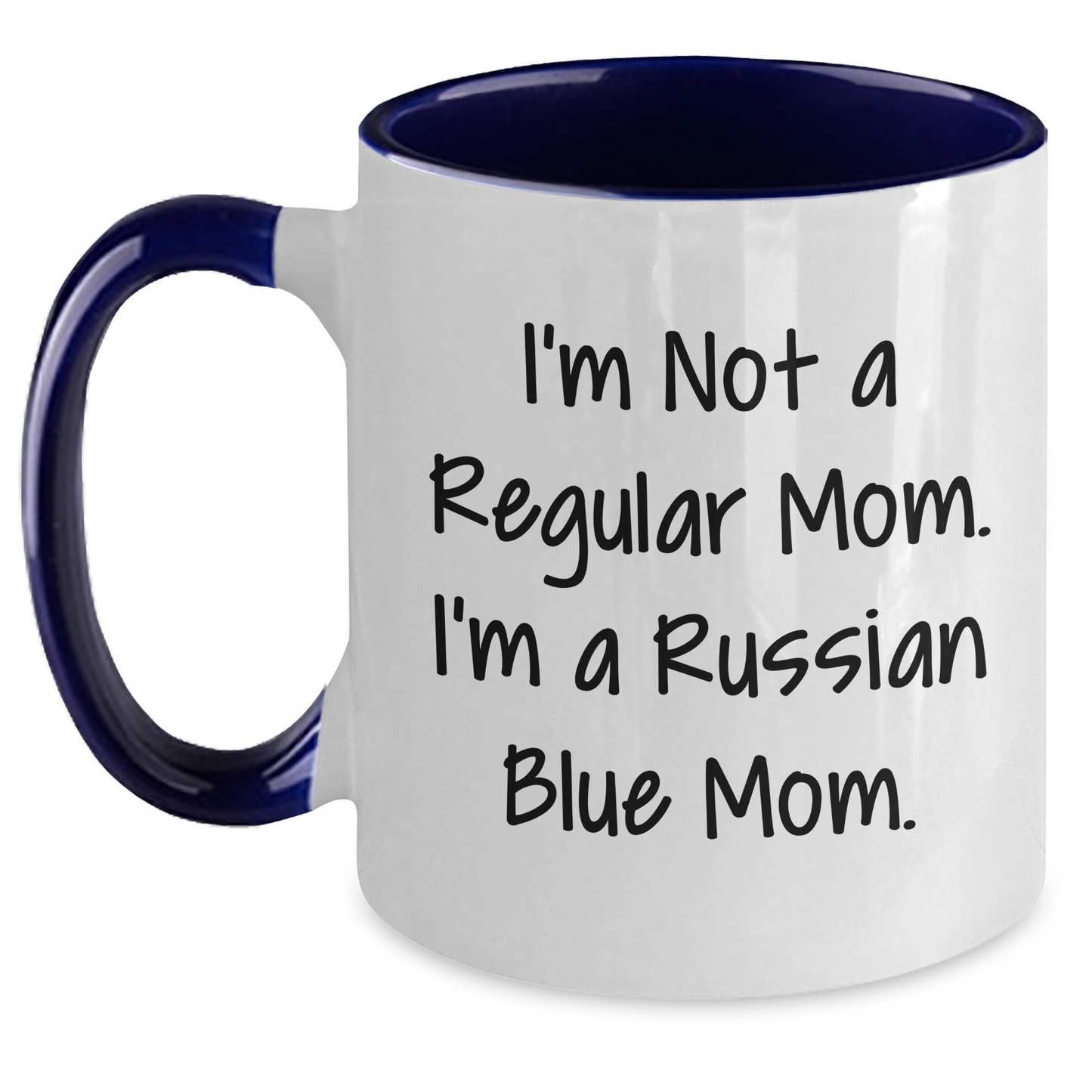 Russian Blue Cat Mom Funny Two Tone Coffee Mug Gifts from Men to Family on Father's Day - Main