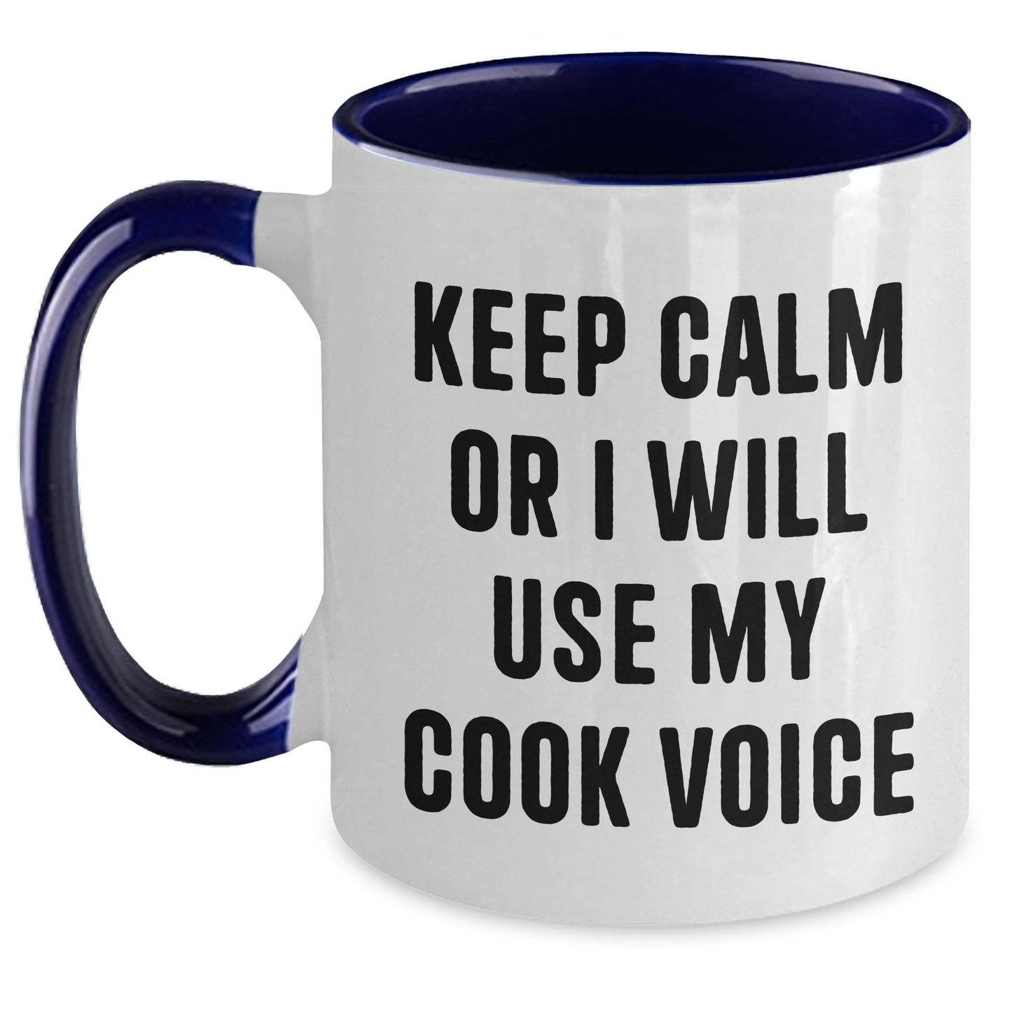 Funny Cook Gifts for Men, Keep Calm Or I Will Use My Cook Voice, Two Tone Coffee Mug, Father's Day Unique Gifts from Family - Main