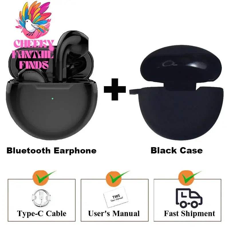 NEW Original Air Pro 6 TWS Wireless Headphones Fone Bluetooth Earphones Mic Pods In Ear Earbuds Earbuds sport Headset For Xiaomi Cheeky Fantail Finds
