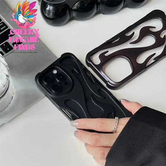 New 3D Flame pattern Hollow Slim Phone Case for iPhone 16 15 14 13 12 11 Pro Max 15 14 16 Plus Shockproof Protective soft Cover Cheeky Fantail Finds