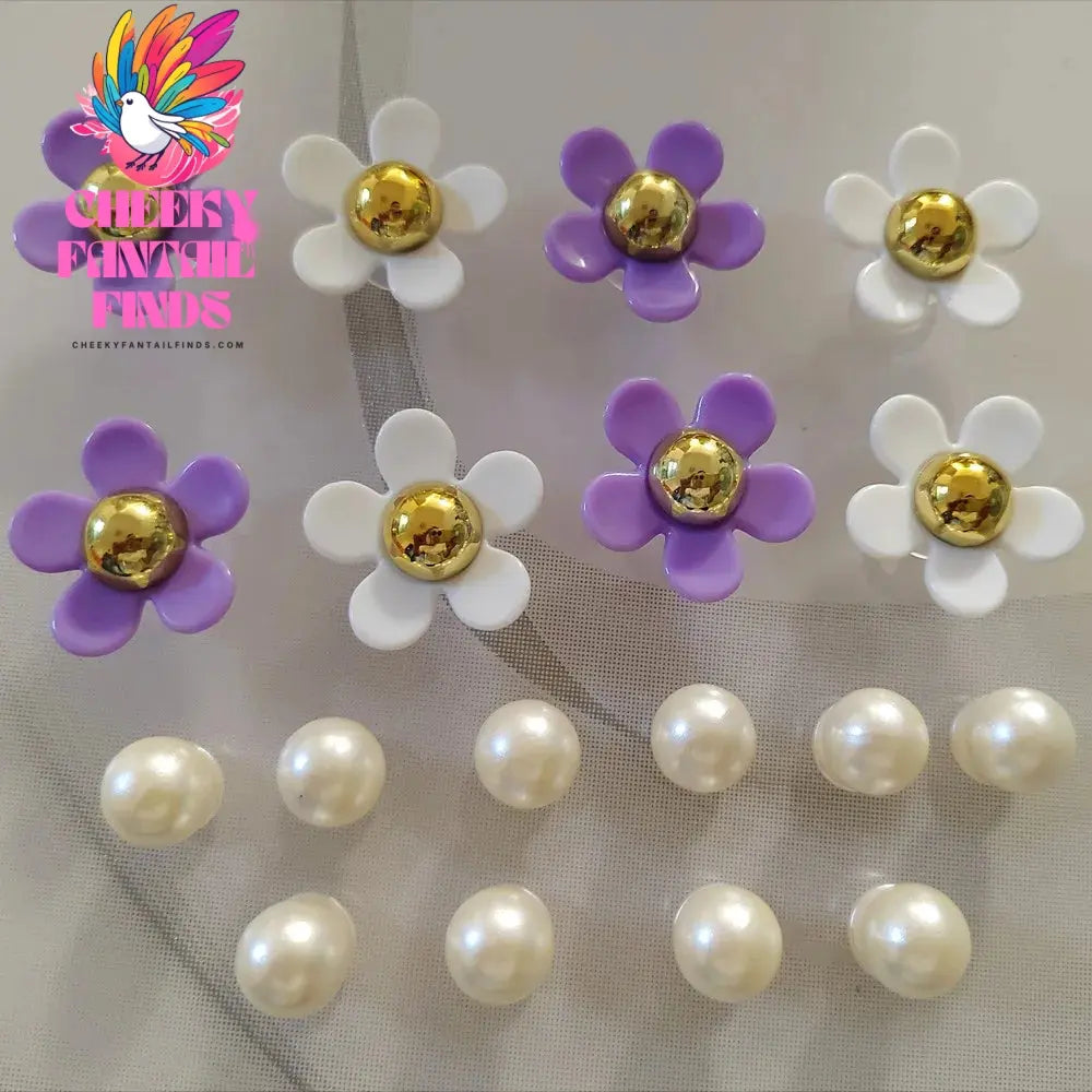 New Acrylic Daisy Five Petal Flower Hole Shoe Charms Decorations Cute Sunflower Shoes Buckle DIY 3D Hole Shoe Accessories - Cheeky Fantail Finds
