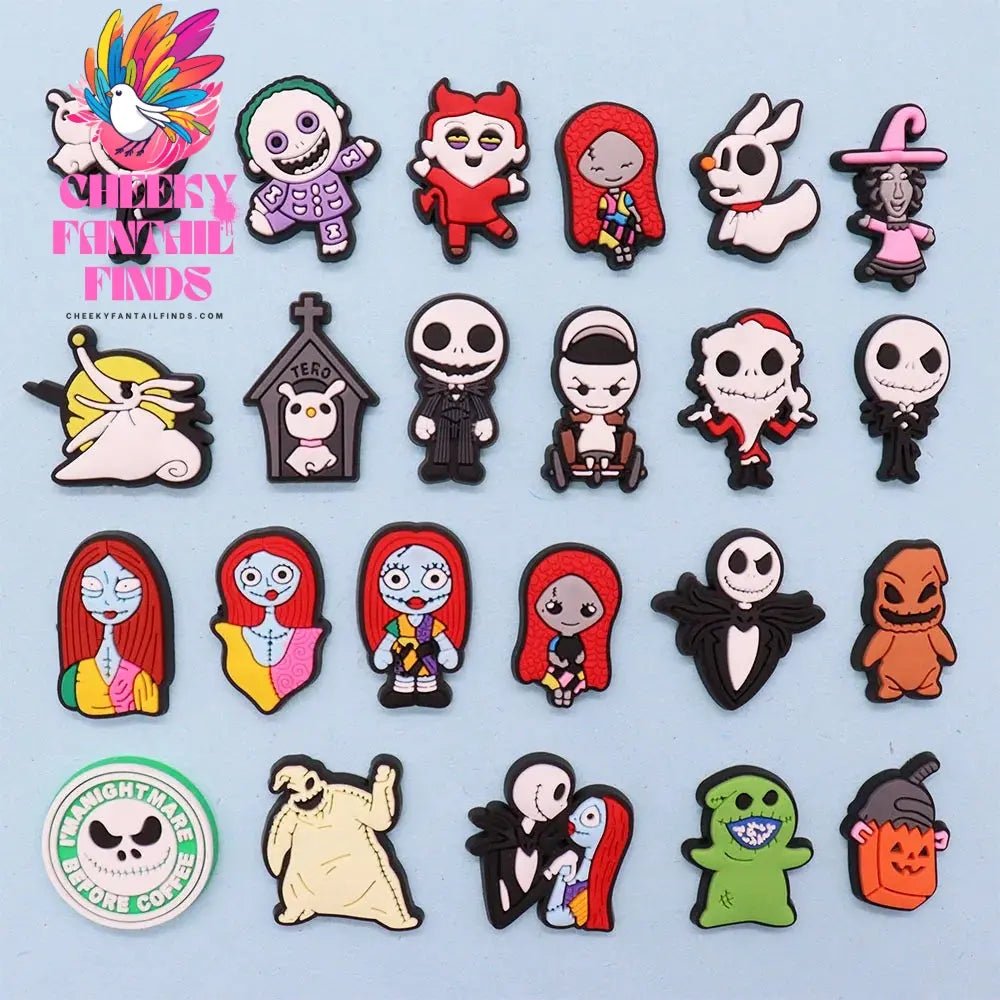 New Arrival 1-23pcs PVC Shoe Movie Charms Cartoon The Nightmare Before Christmas Jack Accessories Shoes Buckles Fit Kids X-mas Gift Cheeky Fantail Finds