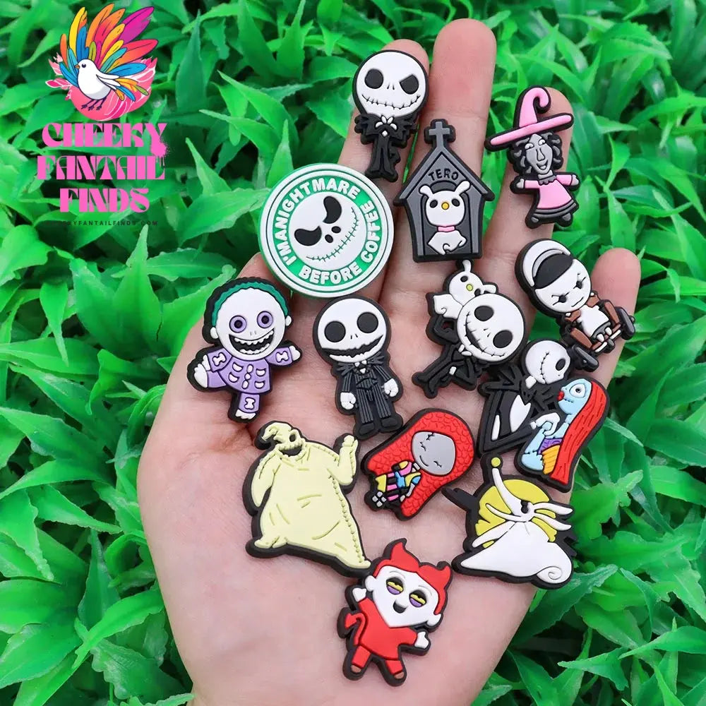 New Arrival 1-23pcs PVC Shoe Movie Charms Cartoon The Nightmare Before Christmas Jack Accessories Shoes Buckles Fit Kids X-mas Gift Cheeky Fantail Finds