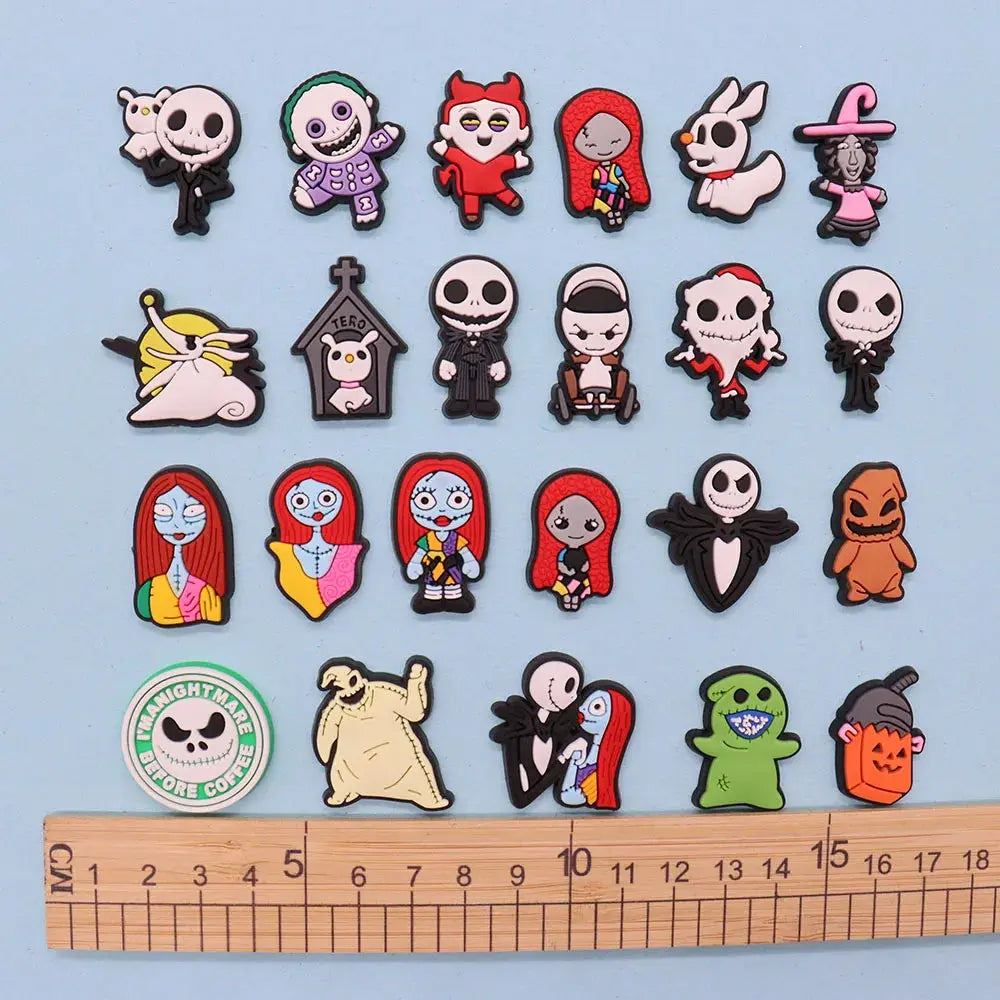 New Arrival 1-23pcs PVC Shoe Movie Charms Cartoon The Nightmare Before Christmas Jack Accessories Shoes Buckles Fit Kids X-mas Gift Cheeky Fantail Finds