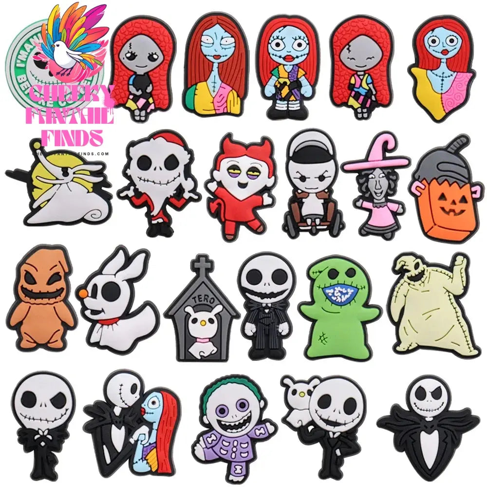 New Arrival 1-23pcs PVC Shoe Movie Charms Cartoon The Nightmare Before Christmas Jack Accessories Shoes Buckles Fit Kids X-mas Gift Cheeky Fantail Finds