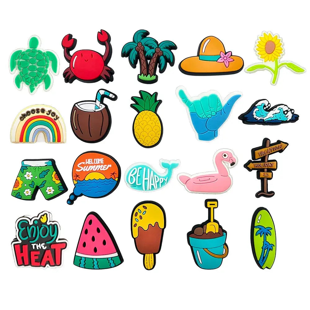 New Beach Theme PVC Shoe Decorations Clog Garden Shoes Charm DIY Buckle Accessories Décor Pins Ornaments Adult Gifts Cheeky Fantail Finds