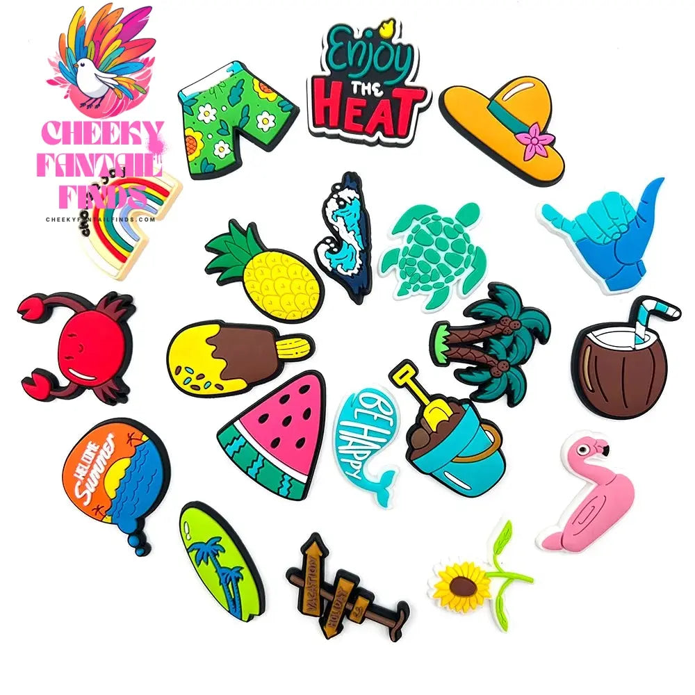 New Beach Theme PVC Shoe Decorations Clog Garden Shoes Charm DIY Buckle Accessories Décor Pins Ornaments Adult Gifts Cheeky Fantail Finds