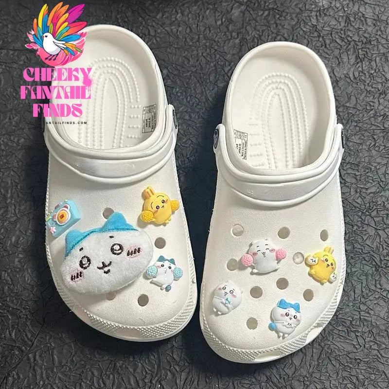 New Cartoon Cute Hachiwares Usagi Shoes Flower Kawaii Chiikawas Shoe Buckle Upper Decoration Accessories Bestie Couple Matching Cheeky Fantail Finds