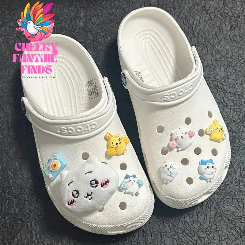 New Cartoon Cute Hachiwares Usagi Shoes Flower Kawaii Chiikawas Shoe Buckle Upper Decoration Accessories Bestie Couple Matching Cheeky Fantail Finds