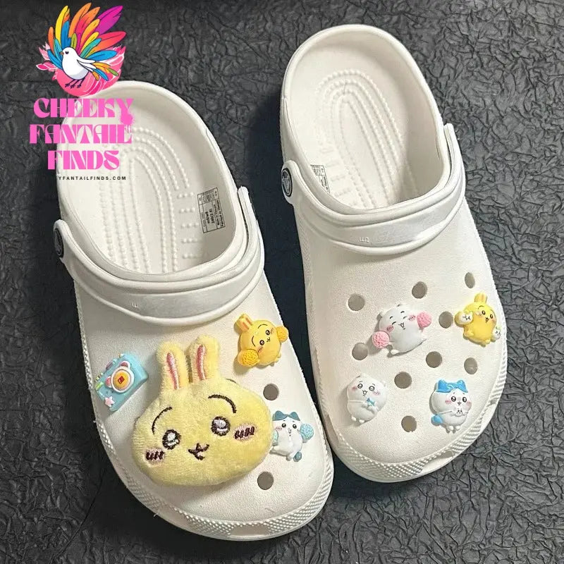 New Cartoon Cute Hachiwares Usagi Shoes Flower Kawaii Chiikawas Shoe Buckle Upper Decoration Accessories Bestie Couple Matching Cheeky Fantail Finds