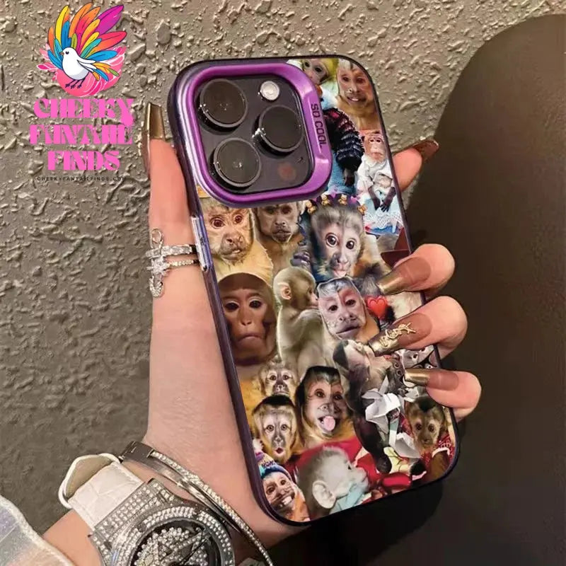 New Creative Monkey Pattern Phone Case For iPhone 16 Pro Max 15 14 13 12 11 XS X XR 7 8 Plus SE 2022 Shockproof TPU Bumper Cover Cheeky Fantail Finds