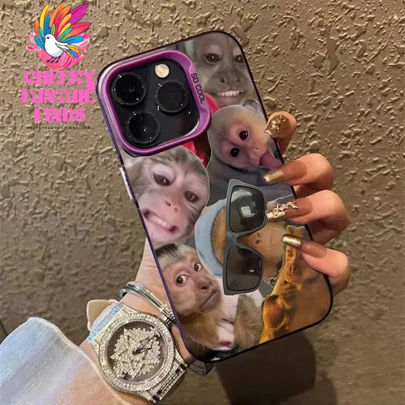 New Creative Monkey Pattern Phone Case For iPhone 16 Pro Max 15 14 13 12 11 XS X XR 7 8 Plus SE 2022 Shockproof TPU Bumper Cover Cheeky Fantail Finds