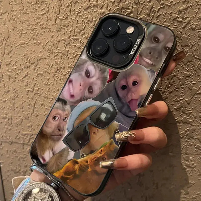 New Creative Monkey Pattern Phone Case For iPhone 16 Pro Max 15 14 13 12 11 XS X XR 7 8 Plus SE 2022 Shockproof TPU Bumper Cover Cheeky Fantail Finds