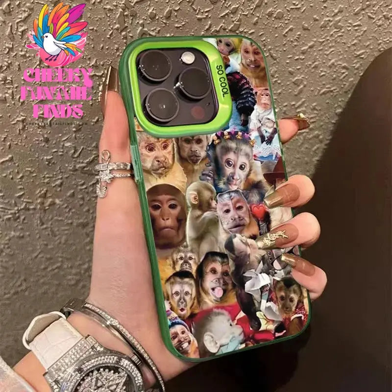 New Creative Monkey Pattern Phone Case For iPhone 16 Pro Max 15 14 13 12 11 XS X XR 7 8 Plus SE 2022 Shockproof TPU Bumper Cover Cheeky Fantail Finds