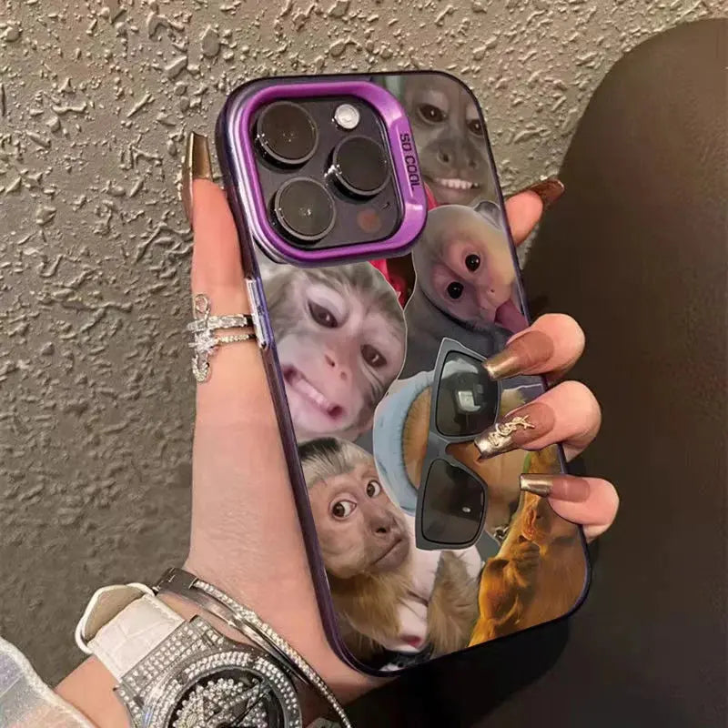 New Creative Monkey Pattern Phone Case For iPhone 16 Pro Max 15 14 13 12 11 XS X XR 7 8 Plus SE 2022 Shockproof TPU Bumper Cover Cheeky Fantail Finds