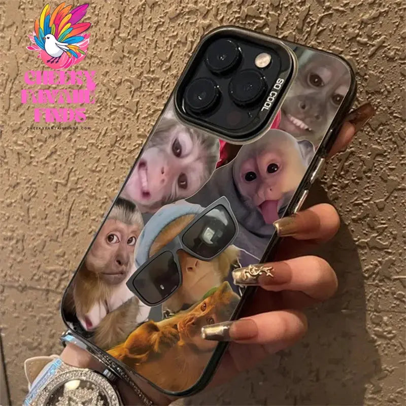 New Creative Monkey Pattern Phone Case For iPhone 16 Pro Max 15 14 13 12 11 XS X XR 7 8 Plus SE 2022 Shockproof TPU Bumper Cover Cheeky Fantail Finds
