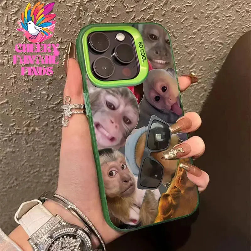 New Creative Monkey Pattern Phone Case For iPhone 16 Pro Max 15 14 13 12 11 XS X XR 7 8 Plus SE 2022 Shockproof TPU Bumper Cover Cheeky Fantail Finds