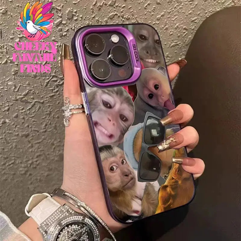 New Creative Monkey Pattern Phone Case For iPhone 16 Pro Max 15 14 13 12 11 XS X XR 7 8 Plus SE 2022 Shockproof TPU Bumper Cover Cheeky Fantail Finds