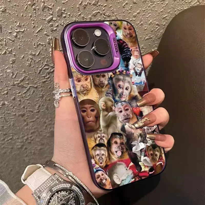 New Creative Monkey Pattern Phone Case For iPhone 16 Pro Max 15 14 13 12 11 XS X XR 7 8 Plus SE 2022 Shockproof TPU Bumper Cover Cheeky Fantail Finds