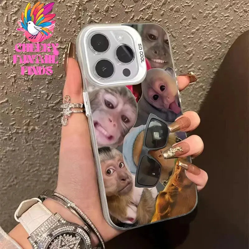 New Creative Monkey Pattern Phone Case For iPhone 16 Pro Max 15 14 13 12 11 XS X XR 7 8 Plus SE 2022 Shockproof TPU Bumper Cover Cheeky Fantail Finds