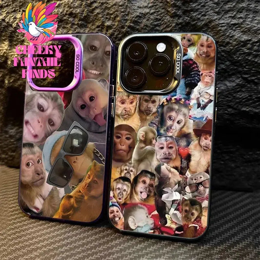 New Creative Monkey Pattern Phone Case For iPhone 16 Pro Max 15 14 13 12 11 XS X XR 7 8 Plus SE 2022 Shockproof TPU Bumper Cover Cheeky Fantail Finds