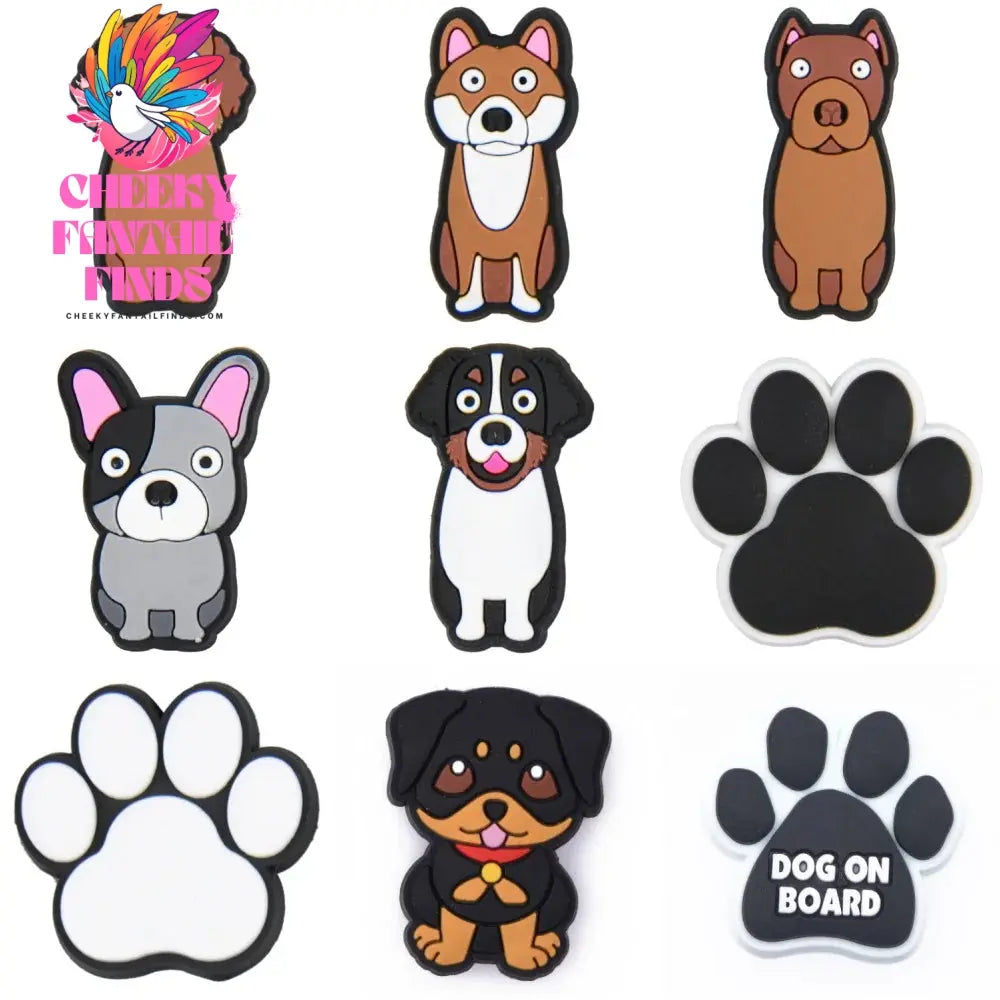 New Cute Cartoon Animals Shoe Decoration Charms Brown Black Dogs Shoe Charms White Claws Bracelet Accessories Halloween Gifts Cheeky Fantail Finds