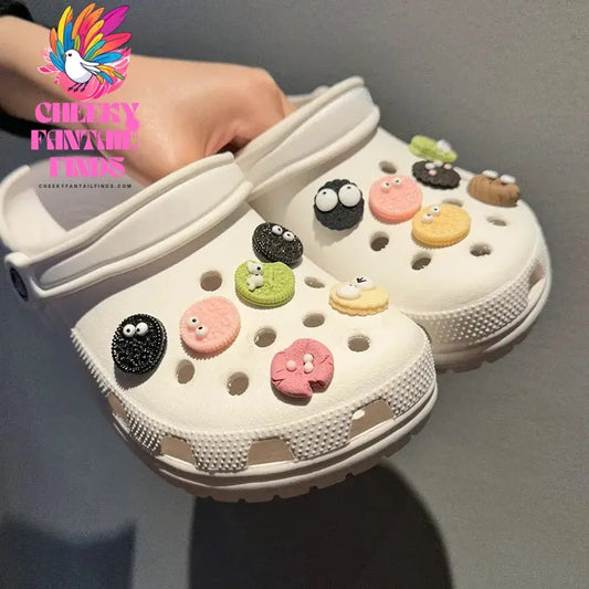 New Cute Hole Shoe Biscuit Dessert Flower Shoe Buckle Decoration DIY Sandals Slippers Accessories for Boy and Girl Gifts Cheeky Fantail Finds